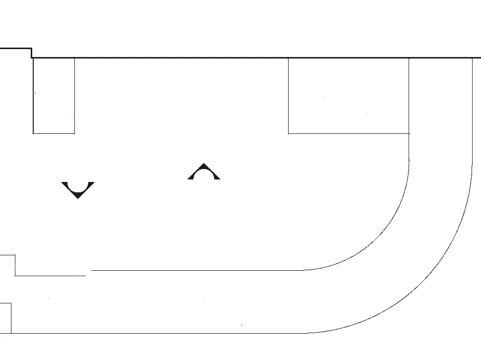 Simplified shop drawing plan fragment showing the curved bar return